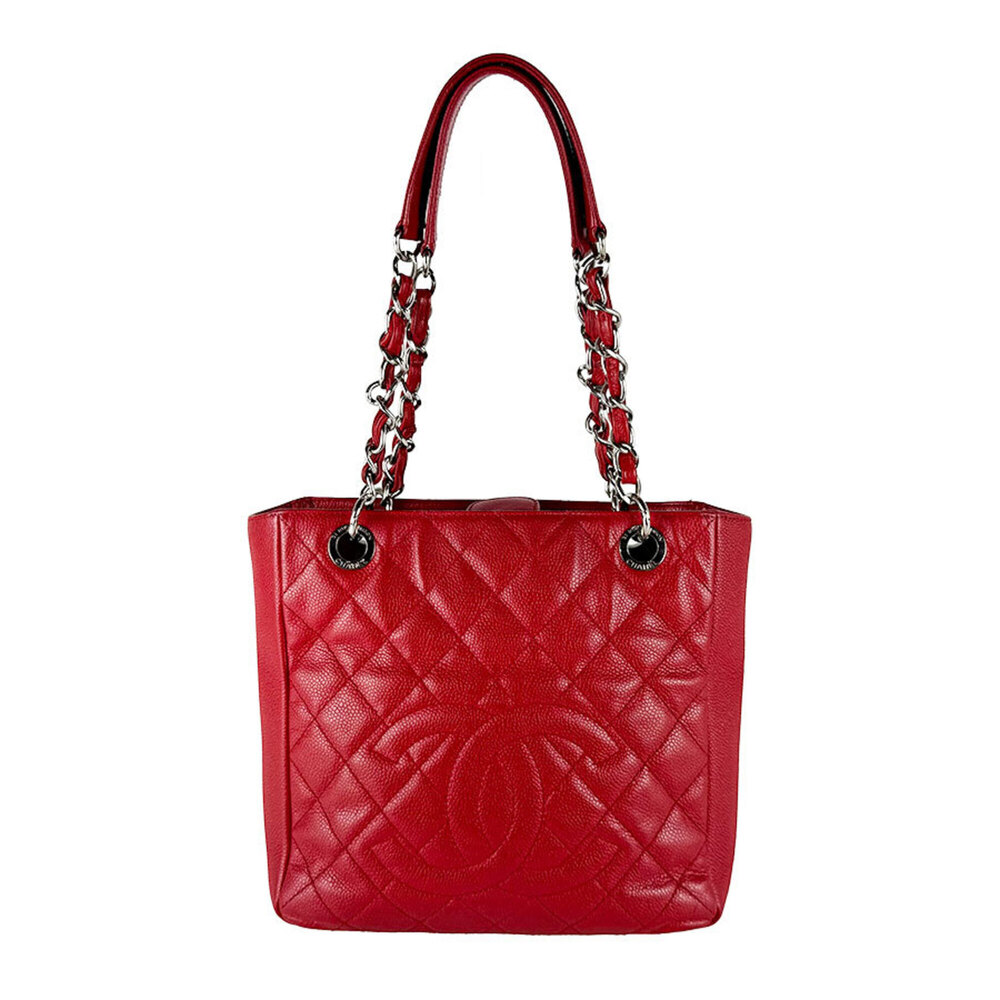 Chanel PST handbag, caviar leather, red, women's, z10748